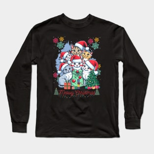 Merry Cristmas with red black cat Long Sleeve T-Shirt